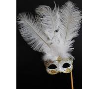 Mascarilla veneciana para mujer, color blanco y dorado, de Halloween, para carnaval, fiesta