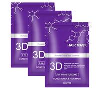 Mascarilla y acondicionador capilar 2 en 1 con colágeno 3D; tratamiento portátil nutritivo y antiencrespamiento; suaviza y aporta brillo a todo tipo de cabello (30 g) (3Piezas)