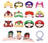Mascarillas de fiesta para niños, 12 unidades Ma-ri Mask Bro Cosplay Cartoon Mascarilla para juegos de rol, adultos, mascarada, obsequios de cumpleaños infantiles, regalos de fiesta