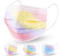 Mascarillas desechables NiHealth con purpurina para adultos, Tomorotec, 30 unidades, malla de tacto fresco, elegante tejido helado de 4 capas par