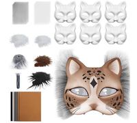Mascarillas para gatos para manualidades, juego con cara de gato vacía, accesorios de disfraz con malla y material de fieltro para carnaval, baile de máscaras