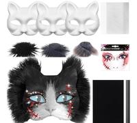 Maschere per gatto con occhi in rete e barba in pelliccia - Kit fai-da-te