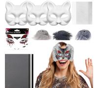 Maschere per gatto con occhi in rete e barba in pelliccia - Kit fai-da-te