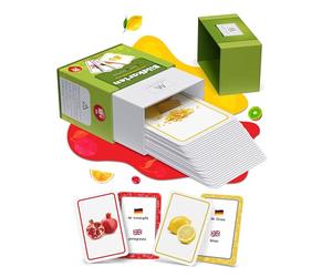 MASCHKY Tarjetas de aprendizaje para niños - Tarjetas de imágenes de alta calidad - Promoción del lenguaje - Montessori - Tarjetas de imagen estables y gruesas - Juegos de logopedia - Bilingües - Gran