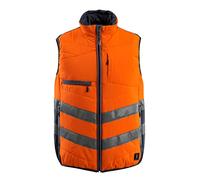 Mascot 15565-249-14010 Grimsby Safe Supreme - Chaleco de invierno acolchado repelente al agua clase 1, talla L, naranja y azul marino oscuro