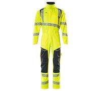 Mascot 19519-236-17010 Accelerate Safe Prowash Stretch Zones Mono bicolor con bolsillos en las rodillas, Hi-Vis amarillo/azul negro, talla S