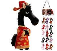 Mascota de la suerte del año del caballo 2026, guardianes de caballos de peluche de la suerte, regalo de buena suerte, símbolo de fuerza, coraje y equilibrio (tipo F)