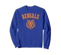 Mascota de los Bengals para Jugadores y Aficionados, Estampado Naranja Sudadera, Unisex para Adultos, Azul Real, XL