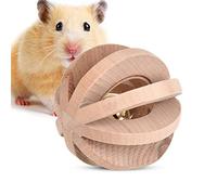 Mascotas de Madera Masticables de Bola Hamsters Mastica Juguetes Mascotas Dientes Masticar Pelota de Juguete con Timbre de Campana para Conejos, cobayas, hámsters
