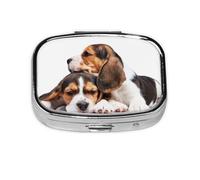 Mascotas Lindas Cachorros Beagle Perros, Pastillero cuadrado para bolsillo o monedero, pequeño contenedor de pastillas, organizador de pastillas de viaje