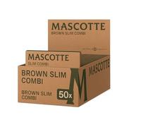 Mascotte® Brown Slim Combi 34 x 26 librillos | Papel de Fumar Largo con Cartones Filtros | Papel de liar estrecho y fino con cierre magnético | 884 Hojas y Tips