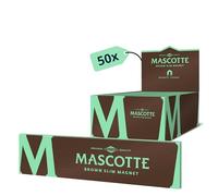 Mascotte® Brown Slim Magnet 34 x 50 librillos | Papeles largos sin blanquear Papeles de fumar | Papel de liar estrecho y fino con cierre magnético | 1700 hojas