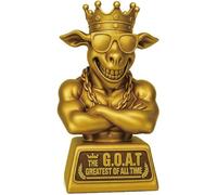 Mascotwish Muscle Goat Trophy - G.O.A.T. de 9 pulgadas con premio de resina muscular para fútbol de fantasía, escritorio de oficina, trofeo al mejor jugador