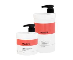MASDERM - Crema Gel Radiofrecuencia Facial y Corporal Hidratante 500 ml y 1 L, Gel Conductor Profesional, Crema Antiedad con Ácido Hialurónico y Colágeno, Reafirmante y Antiarrugas - 2 Pack
