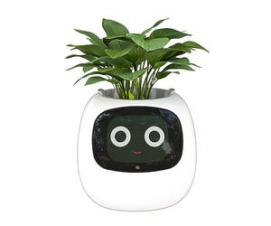 Masdio Macetas Inteligentes, con Inteligencia Artificial, Pantalla de Temperatura de Tiempo y Numerosas Animaciones Expresivas Basadas en el Medio Ambiente, para Decoración de Interiores (Blanco)