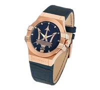 Maserati Potenza Reloj Analógico para Hombre Correa de Cuero Azul
