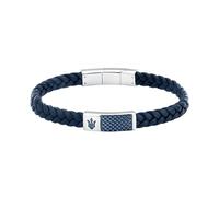 MASERATI Pulsera Hombre en Acero, Cuero Natural, Colección RECYCLED LEATHER - JM4249IK01