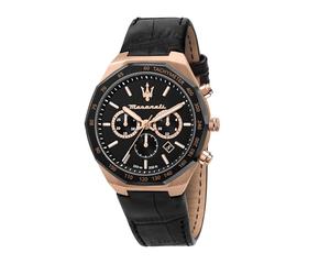 Maserati Reloj Hombre, Colección Stile, Cuarzo, Cronógrafo, en Acero, PVD Oro Rosa, Cuero - R8871642001