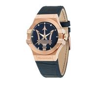 Maserati Reloj para Hombre, Colección Potenza, Movimiento de Cuarzo, Solo Tiempo con Fecha, en Acero, PVD Oro Rosa y Cuero - R8851108027