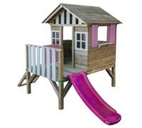 | MASGAMES | Casita Infantil de Madera elevada Lollipop | con tobogán a Juego | Altura Plataforma 59,5 cm | Madera tratada | (Rosa)