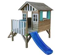| MASGAMES | Casita Infantil de Madera elevada Lollipop | con tobogán a Juego | Altura Plataforma 59,5 cm | Madera tratada | (Azul)