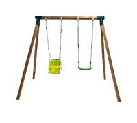 | MASGAMES | Columpio de Madera KIBO | Asiento Planos de plástico + Asiento de bebé con Respaldo | Madera tratada | Anclajes incluidos | Uso doméstico |