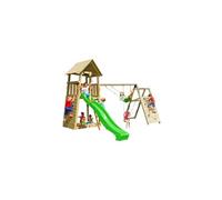 | MASGAMES | Parque infantil Belvedere XL | Con Challenger: columpio de dos plazas con pared de escalada y red para trepar | Altura plataforma 150 cm | Uso doméstico | Anclajes incluidos |