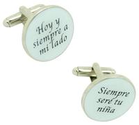 MasGemelos - Gemelos Frase Boda "Hoy y siempre a mi lado" & "Siempre seré a tu lado" blanco Cufflinks