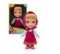 Masha and The Bear, Muñeca de Peluche de 23 cm, Viste Traje Clásico de Masha con su Sombrero, Mismo Aspecto Que en la Serie de Dibujos Animados, Detalles Especiales, Famosa (MHA24000)