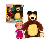 Masha and The Bear, Set de Peluches Muy Tiernos, Incluye al Oso de 20 cm y Masha de 12 cm, Muñecos Llenos de Detalles Muy Realistas, Recrea Historias de los Dibujos Animados, Famosa (MHA21000)