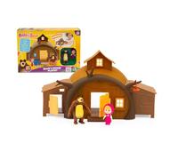 Masha and the Bear, The Bear's House Play, Ser de la Casita del Oso de los Dibujos Animados, Juega con la Casa y Sus Accesorios, 2 Figuras Exclusivas de Masha y el Oso Articuladas, Famosa (MHA22000)
