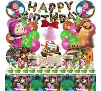 Masha Cumpleaños Kit, Fiesta Tema Masha, Ma Sha Cumpleaños Globos, Kit Party Ma Sha Com Pleanno, oso Platos y Servilletas, M Asha Decoraciones Pastel, Servilletas Oso Com Pleanno