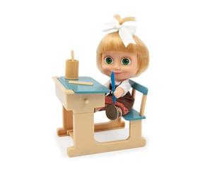 Masha & The Bear - Playset de Clase y muñeca Masha de 12 cm de Altura, Clase Escolar con Pizarra mágica y Accesorios, muñeca de la Serie Masha y el Oso, para niños a Partir de 3 años