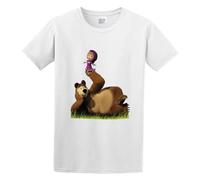 Masha Y El Oso Online Print Unisex T-Shirts Men tee Cotton Tops White Shirt L