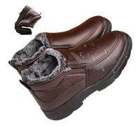MASHANGGOU Botas de invierno cálidas para hombre, con forro de piel, impermeables, antideslizantes, cálidas, para el tobillo, botas ortopedicas, ligeras, anchas, para caminar, marrón, 42 EU