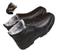 MASHANGGOU Botas de invierno cálidas para hombre, con forro de piel, impermeables, antideslizantes, cálidas, para el tobillo, botas ortopedicas, ligeras, anchas, para caminar, Negro , 43 EU