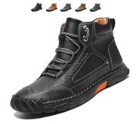 MASHANGGOU Botas ortopedic cómodas hechas a mano para hombre | Casual Mid Top Walking Driving Shoes Waterproof Hiking Boots Wide Toe Outdoor Non-Slip Trekking Boot