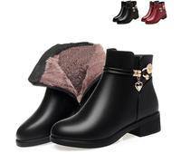 MASHANGGOU Botas ortopedicas de lana para mujer, impermeables y cálidas, con cremallera para otoño/invierno, Negro , 38 EU