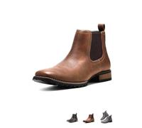 MASHANGGOU Chelsea Botas de vaquero para hombre, botas elásticas para el tobillo para vestir casual, botines de Chelsea Occidental para hombre, marrón oscuro, 42 EU