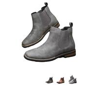 MASHANGGOU Chelsea Botas de vaquero para hombre, botas elásticas para el tobillo para vestir casual, botines de Chelsea Occidental para hombre, gris, 42 EU