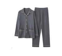 MASHANGGOU Conjunto de 2 piezas para hombre, ropa de dormir con botones, juego de dos piezas, tallas grandes, manga larga, A000, 5XL