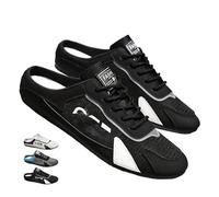 MASHANGGOU New Summer Men's Slip on Mule Sneakers, Men's Backless Sneakers Sports Slippers Casual Mesh Trendy Backless Tenis Shoes, Negro B., 50 EU