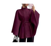 MASHANGGOU Women's Dolman Sleeve Cape Coat Jackets,belted ponchos pea coat Trendy Elegant Work Dressy Outerwear (Dark Purple,M)