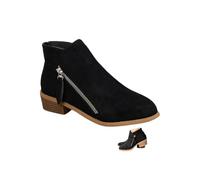 MASHANGGOU Women's Suede Low-Heeled Chelsea Boots - Comfortable Suede Ankle Boots with Side Zipper for Casual Daily Office Outfits (Black,36)