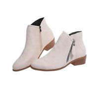 MASHANGGOU Women's Suede Low-Heeled Chelsea Boots - Comfortable Suede Ankle Boots with Side Zipper for Casual Daily Office Outfits (Beige,37)