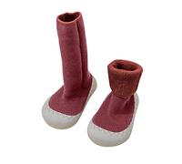 Mashaouyo Calcetines Bebé Zapatos Calcetines Zapatillas Zapatillas Bebé Zapatos Premier Pas Bebé Calcetines Con Suela De Goma Antideslizante Niños Y Niñas Confort, granate, 20 EU