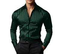 Mashaouyo Camisa de satén para hombre, manga larga, ajustada, adelgazante, moldeadora del cuerpo, camisetas de trabajo para Reino Unido, camiseta de manga larga con cuello en V, cuello negro, camiseta