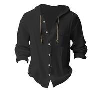 Mashaouyo Camisas de lino blanco para hombre, camiseta de algodón con cuello en V, camisa de lino para niños, camisas delgadas de manga larga para niños, camisetas casuales de manga larga con botones