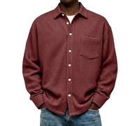 Mashaouyo Camisetas para hombre con bolsillo, camisas casuales, transpirables, camisetas largas del Reino Unido, camisetas de manga larga, de algodón, camisetas casuales de manga larga, Vino, 3XL