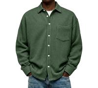 Mashaouyo Camisetas para hombre con bolsillo, camisas casuales, transpirables, camisetas largas del Reino Unido, camisetas de manga larga, de algodón, camisetas casuales de manga larga, Verde tirando